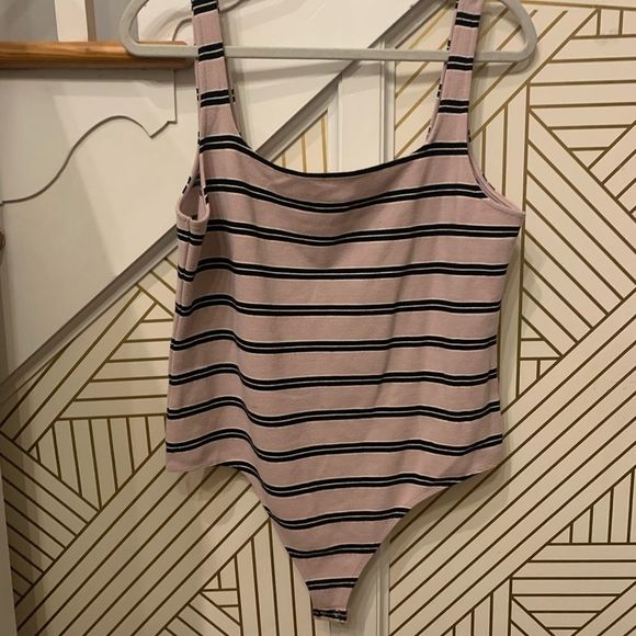 Express Tops - Express Pink Striped BodySuit